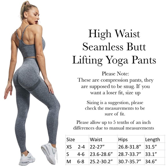 High Waist Seamless Gray Butt Lifting Yoga Pants - Picture 16 of 16